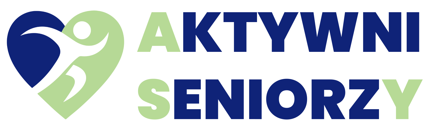 &bdquo;Logo Aktywni Seniorzy &ndash; stylizowana sylwetka osoby w&nbsp;kolorze granatowym na&nbsp;jasnozielonym tle oraz&nbsp;napis &bdquo;AKTYWNI SENIORZY&rdquo; w&nbsp;granatowych i&nbsp;jasnozielonych literach.&rdquo;