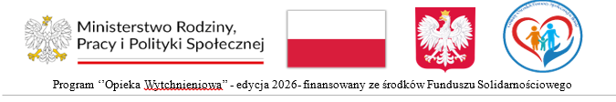Logo Ministerstwo Rodziny, Pracy i&nbsp;Polityki Społecznej oraz&nbsp;informacja o&nbsp;programie &bdquo;Opieka Wytchnieniowa&rdquo; &ndash; edycja 2025, finansowanym ze środk&oacute;w Funduszu Solidarnościowego.